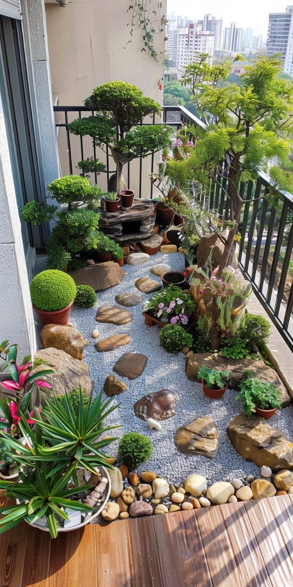 Tiểu cảnh ban công chung cư đẹp - zions